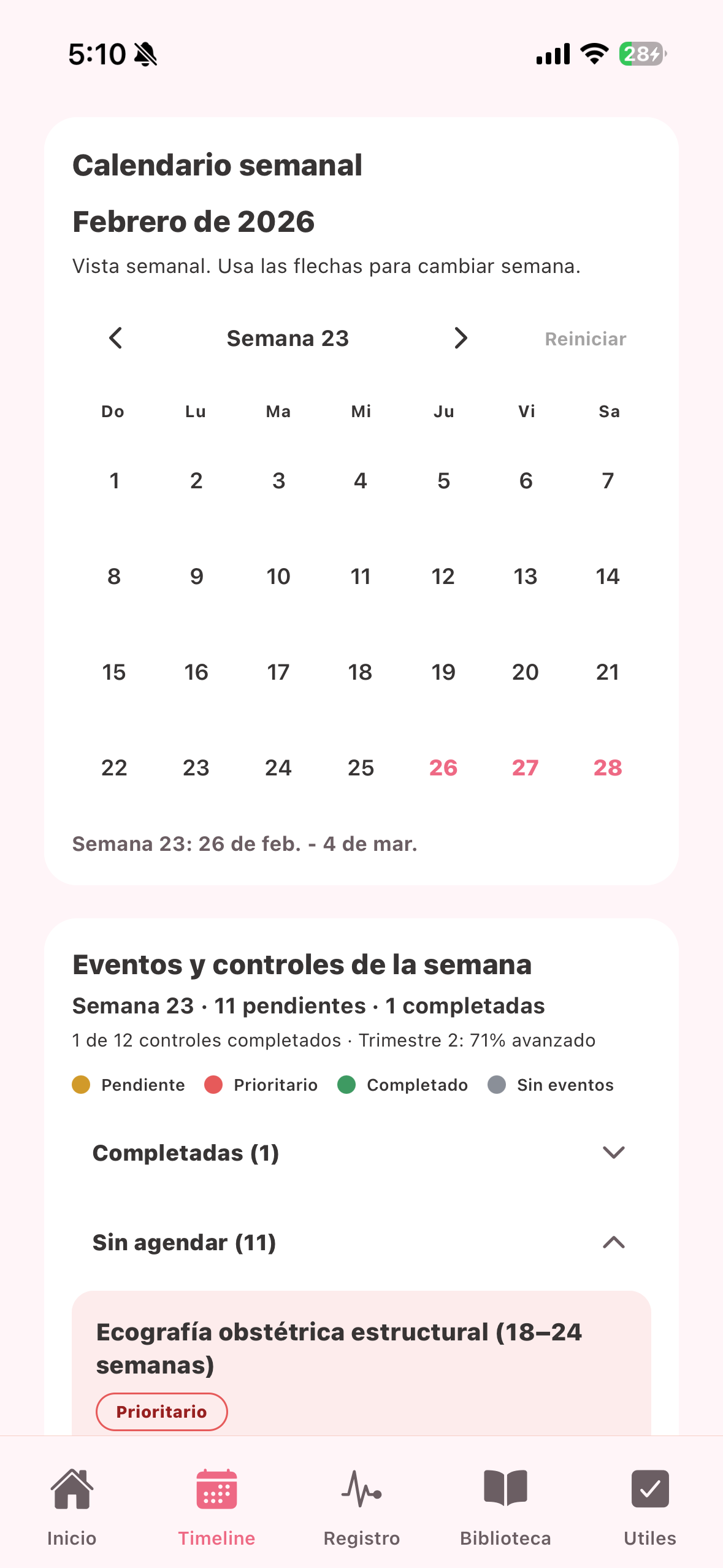 Pantalla reciente de Nido 5