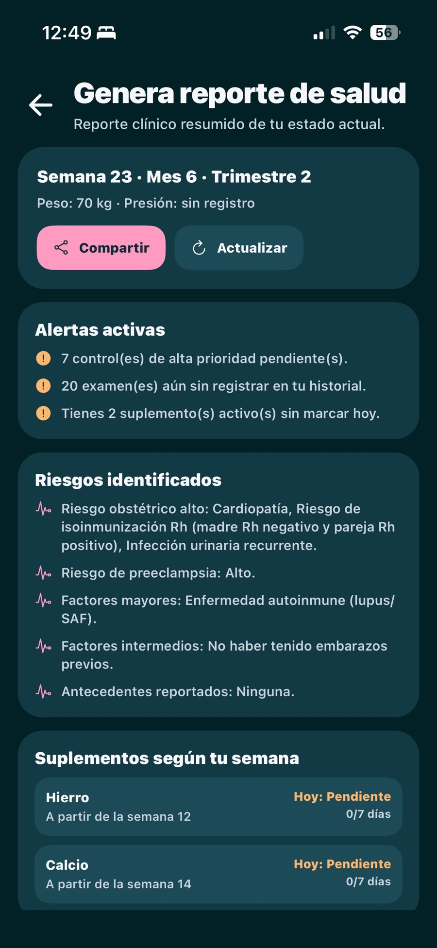 Reporte de salud de Nido